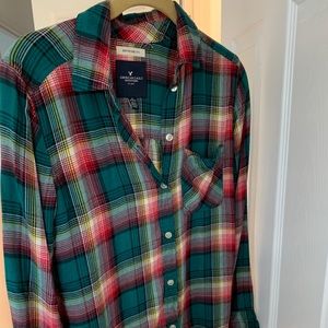 American Eagle Boyfriend plaid shirt.